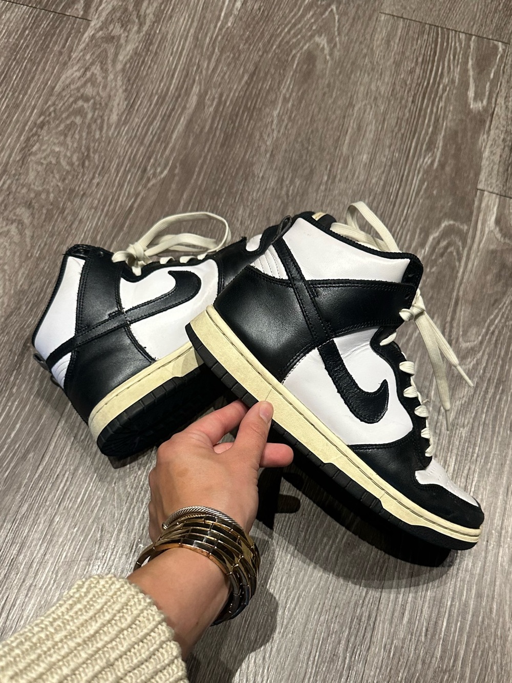 Nike vintage black and white dunk high size women's 8.5 men's 7